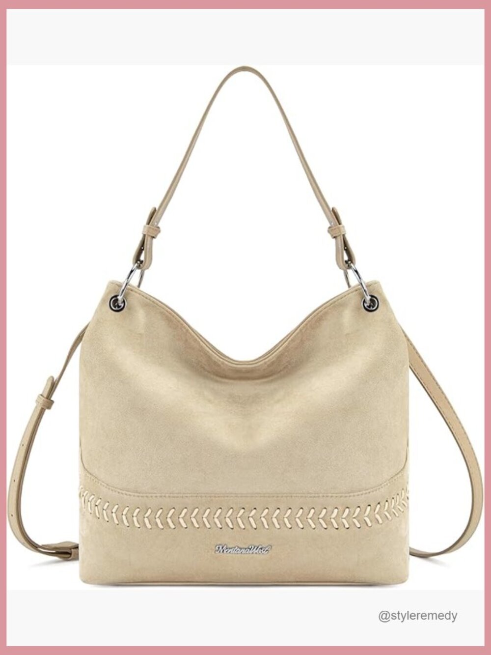 Faux Suede Hobo Bag with Back Pocket, Crossbody & Top Handle